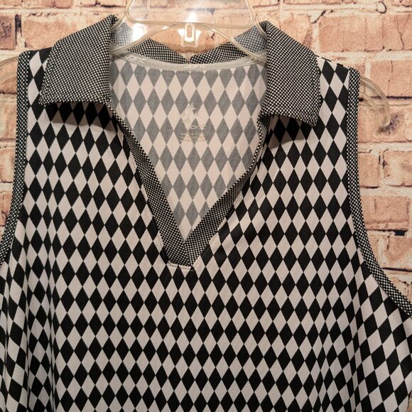 Jofit Black/White Diamond Sleeveless Golf Polo Size Large - Picture 4 of 8